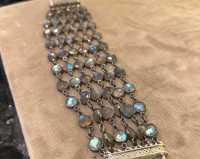 SOLD-Labradorite 6 stand bracelet