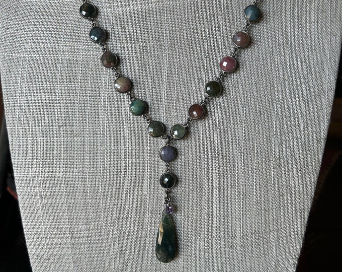 SOLD-Moss Agate Teardrop Necklace