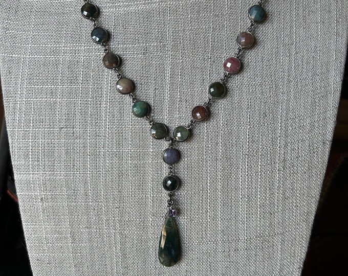 Moss Agate Teardrop Necklace