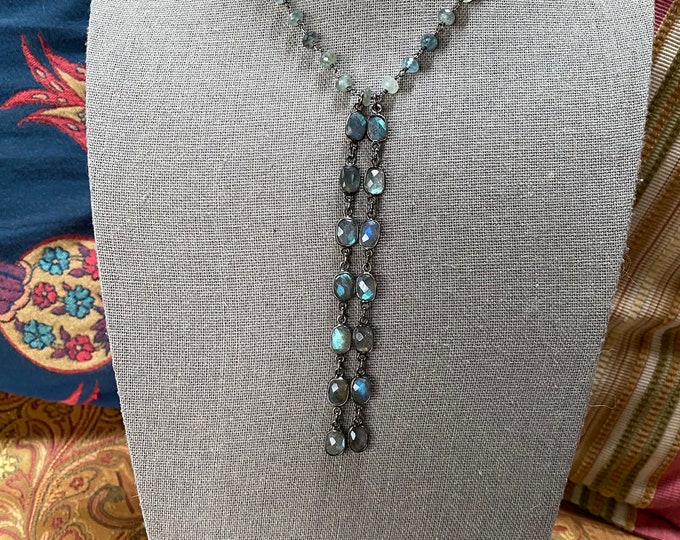 SOLD! Double Labradorite drop necklace