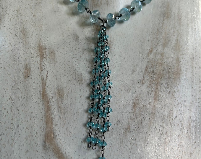 Blue Topaz tassel necklace
