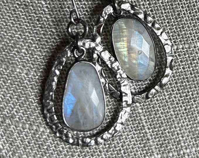 Rainbow Moonstone w/Sterling Silver Ring Earring