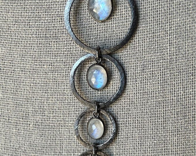 Rainbow Moonstone Ring Necklace