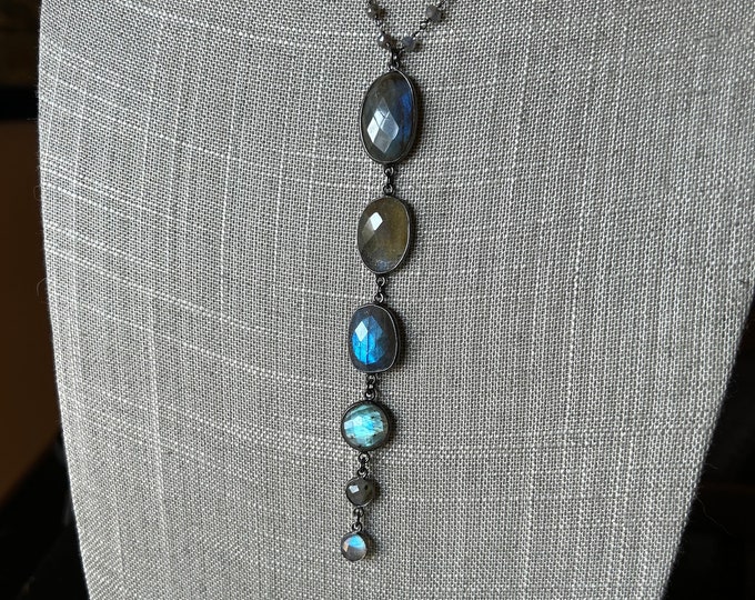 Drop Down Labradorite Gem Necklace