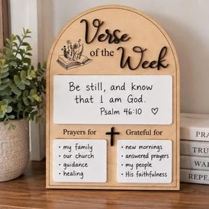 Christian Decor for Home Bible Verse of the Week Board for Prayer for Home Sign Religious Scripture for Entryway Table Decor Gratitude Board
