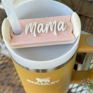 Stanley Floral Plate, Stanley Mama Topper, Stanley Topper, Stanley Cup Accessories, Stanley Cup, Personalized Name Tag for Stanley Lid
