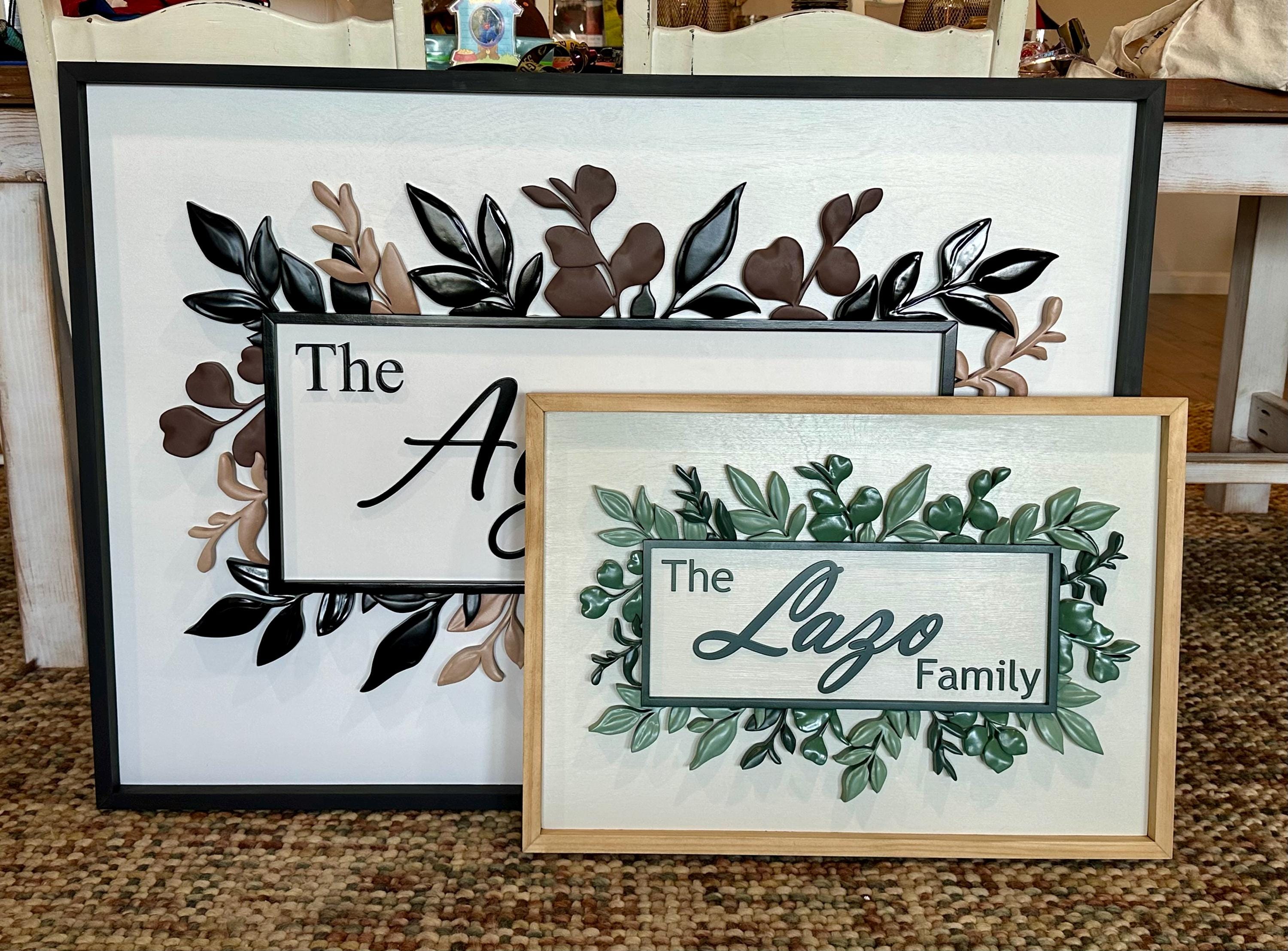 Personalized Family Name Sign Custom Last Name Wood Sign With Greenery ...