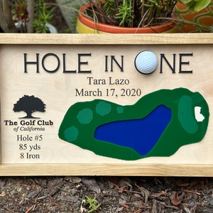 Hole In One Display, Personalized Hole In One Sign, Father&#39;s Day Gift, Customized Golf Gift, Hole In One Plaque, Golf Gift, Golf Decor, Golf
