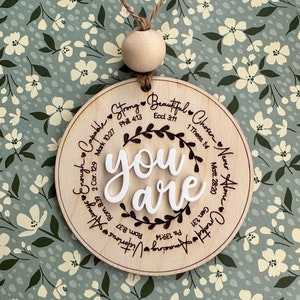 You Are, Faith Based Car Charms, Scripture Rearview Mirror Hanger, Christian Gift, Faith Gift, Car Charm, Bible Verse Encouragement
