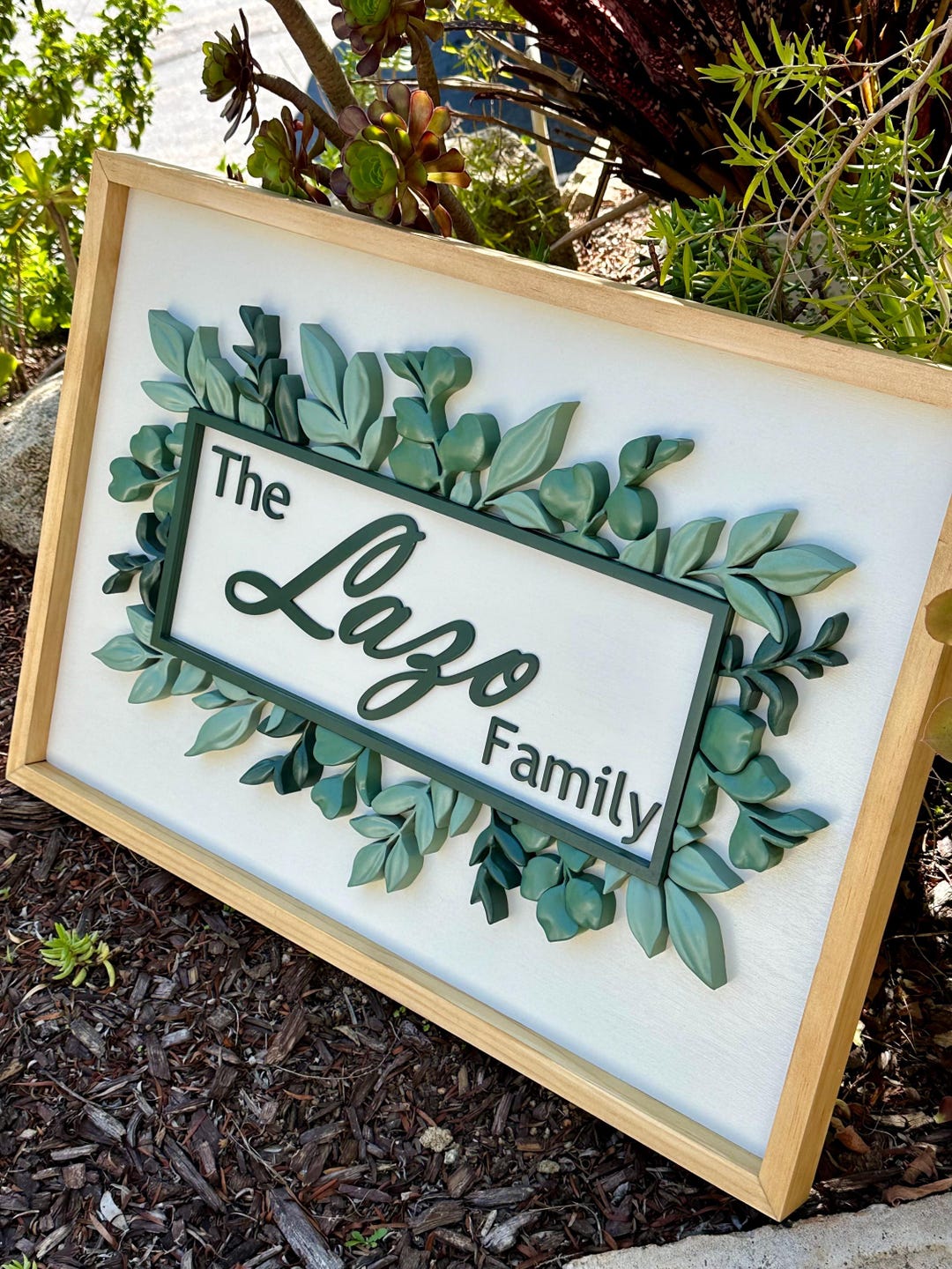 Personalized Family Name Sign Custom Last Name Wood Sign With Greenery ...