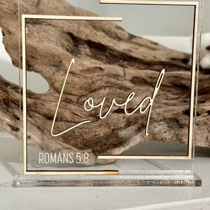 Scripture Art, Scripture Sign, Bible Verse Gifts, Acrylic Sign, Religious Art, Loved, Baptism Gift, Romasn