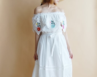 Fille de Ferme Dress | white cotton floral maxi dress