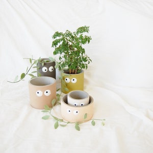 Look Me Up! Planter | hand painted cement mini plant pot