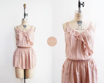 Solanum Romper | vintage pink silk playsuit