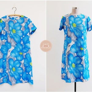 Flower Wash Dress | s/m | 1960s japan vintage | watercolor rendering mod dress
