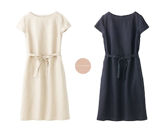 Mi vestido diario, estilo minimalista japonés, vestido de día de lino francés