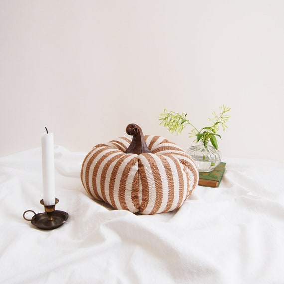 Bobolink Cushion | linen stripe pumpkin cushion