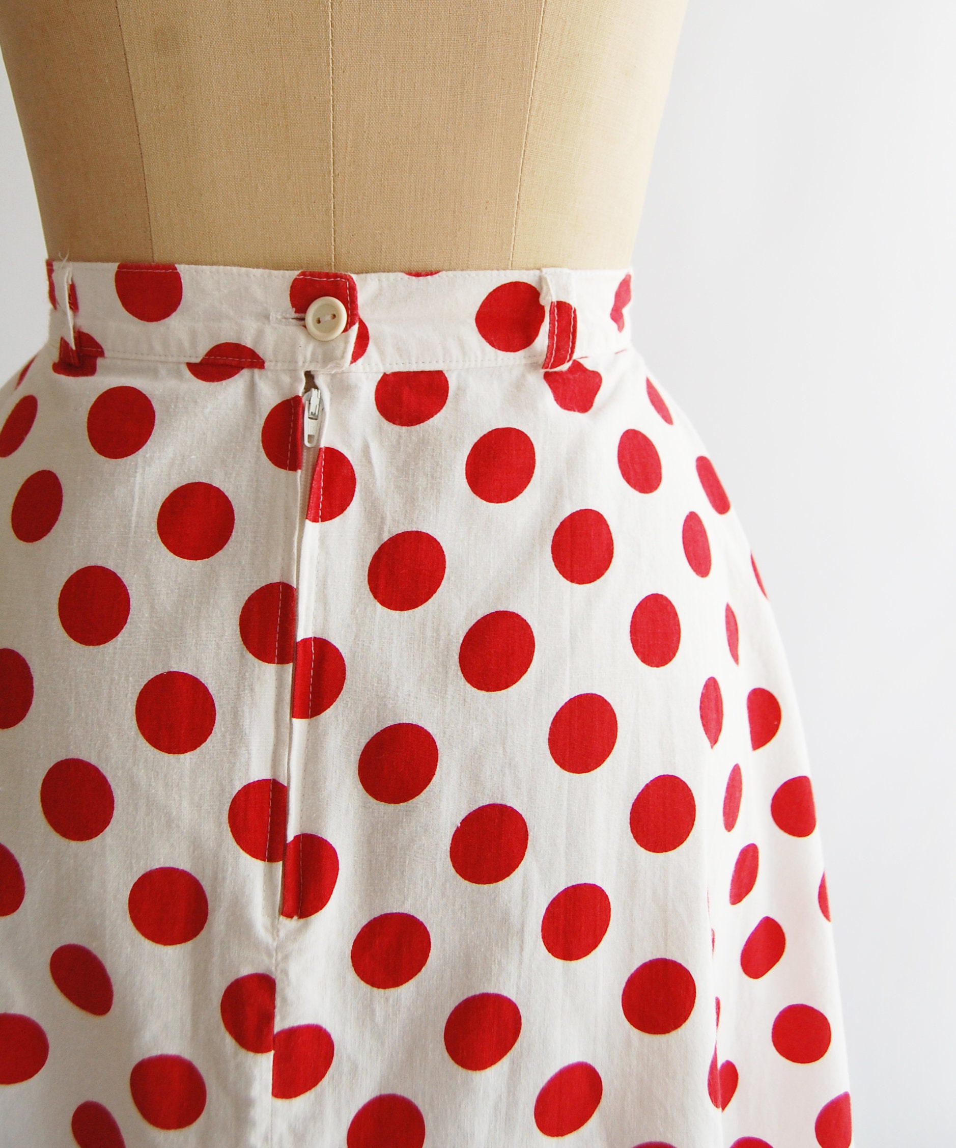 Ms. Minnie Skirt | Vintage | Red Polka Dot Cotton Skirt - Etsy