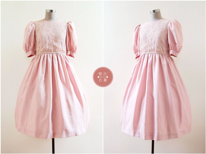Ms. Rosy Dress | s | 1980s japan vintage | dusty pink lace dolly dress 