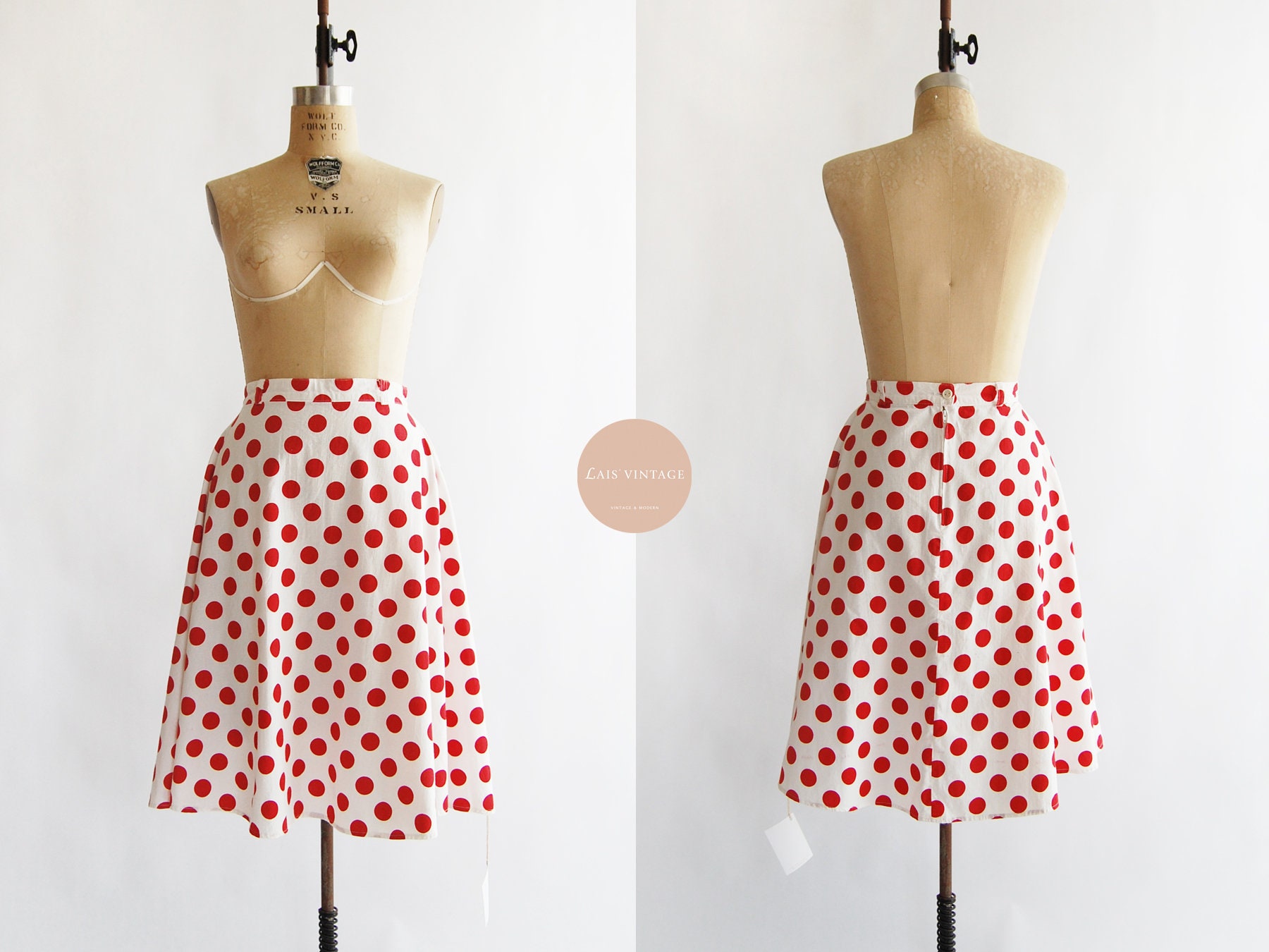 Ms. Minnie Skirt Vintage Red Polka Dot Cotton Skirt - Etsy
