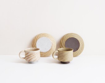 Whirlwind Theekopje Set | handgemaakte keramische | unieke steengoed mok