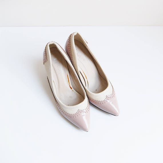 Rosa Grace Heels | vintage | pink beige leather o… - image 3