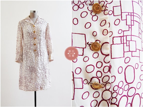 Voce Message Dress | s | 1960s japanese vintage | geometry mod dress