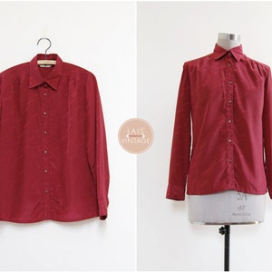 Fire Stamp Blouse | s/m | 1980s japan vintage | red monogram shirt
