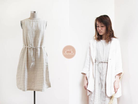 gingham linen dress