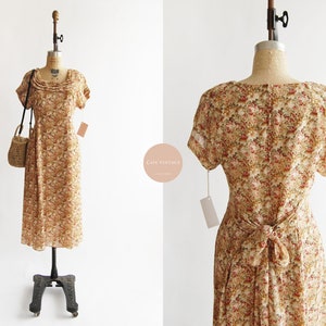 Fall Harvest Dress | vintage | flowers and berries chiffon midi dress