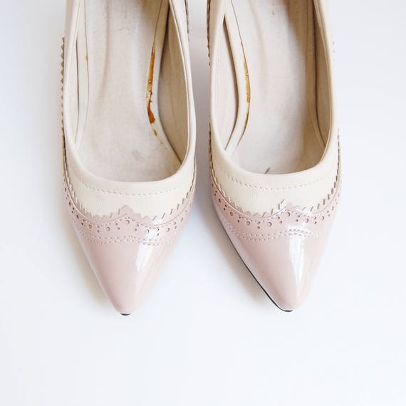 Rosa Grace Heels | vintage | pink beige leather o… - image 4