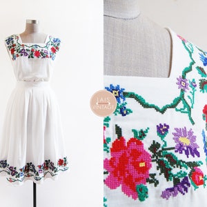 Jour de Floraison Set / cotone bianco croce croce punto ago gonna superiore
