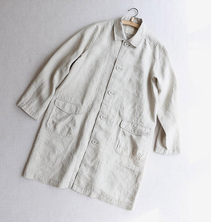 Elizth II Duster Japanese Vintage Natural French Linen Coat - Etsy