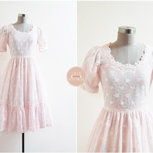 I'm in Love Dress | xs/s | 1980s japan vintage | pink daisy floral wedding dress