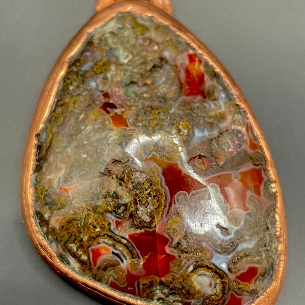 Fractured Membrane Lake Superior Agate Electroformed Healing Pendant