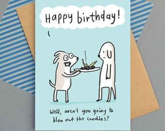 Funny Greedy Dog Birthday card