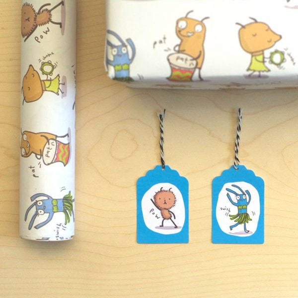 Animals eco giftwrap and tags