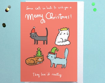 Cats in Hats Christmas card
