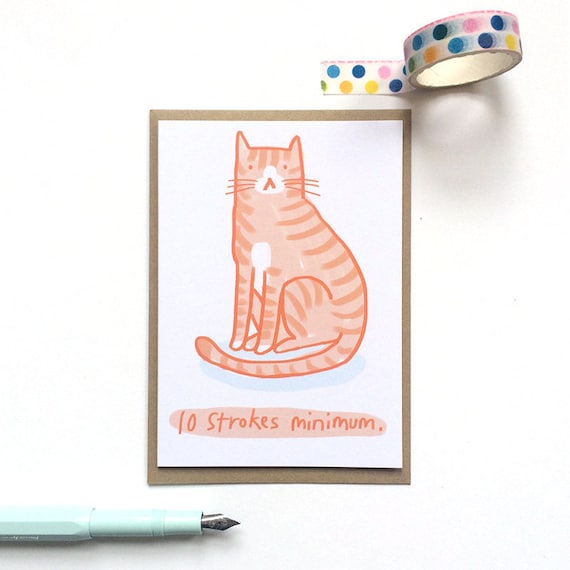 Funny Cat Greeting Card Etsy