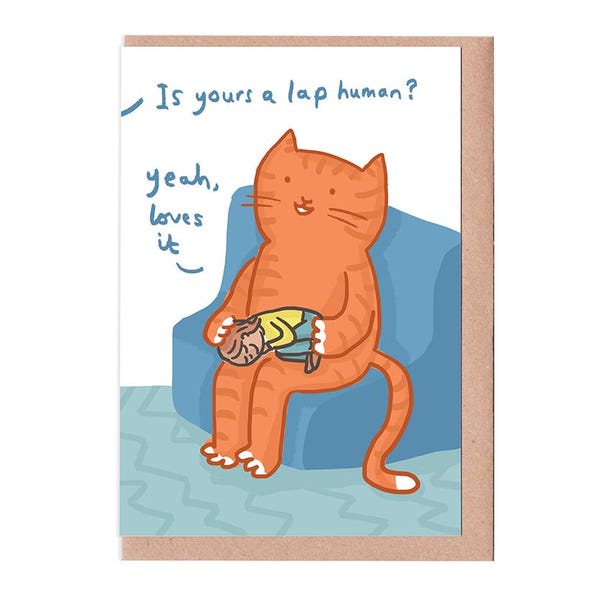 Funny lap human Cat Card