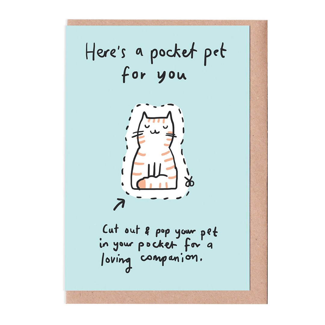 Pocket Pet Cat Feel Good Card Etsy