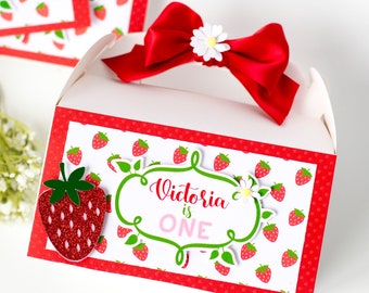 Strawberry favor boxes/ strawberry birthday favor boxes/ STRAWBERRY boxes/ Tuti Frutti