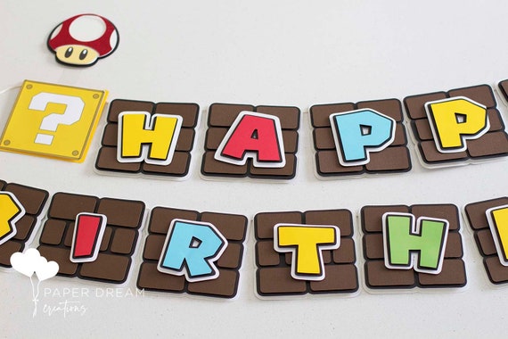 Super Mario Birthday Banner/ Mario Party Banner by Paper Dream Creations | Catch My Party