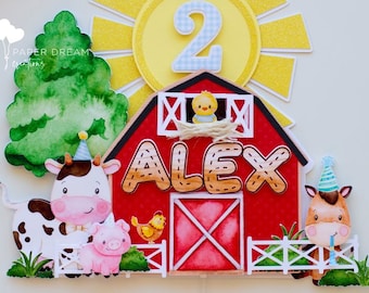 Farm Cake topper/ Farm party / Barnyard Cake topper/ Animal Farm Cake Topper/ Granjita Topper