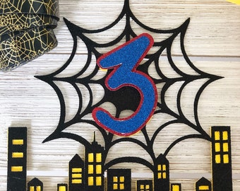 Spider CAKE topper/ MILES MORALES cake topper/ spiderman cupcake topper/ Spiderman party decor / Miles morales Decor