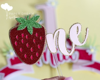 Strawberry  MINI Cake-topper/ strawberry ONE  birthday topper/ / berry cute  SMASHcake topper