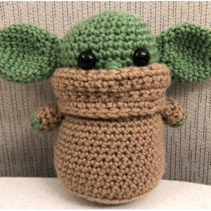 Baby Yoda Grogu Virkad Plyschdocka Mönster. (Barnet, Mandalorian-inspirerad)
