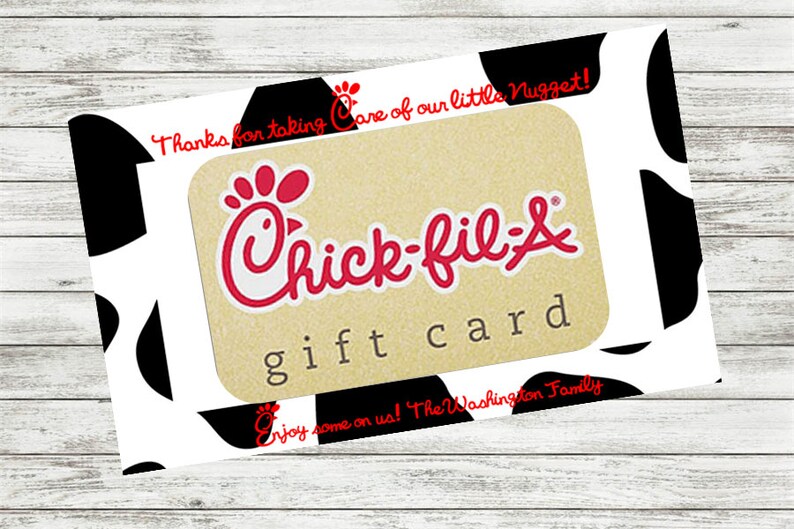 Chick Fil A card for Teacher or Baby Sitter Etsy