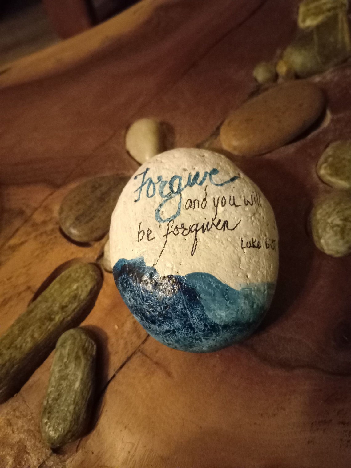 Luke 6:37 Handpaintied Scripture Stone Watercolor and Ink on - Etsy