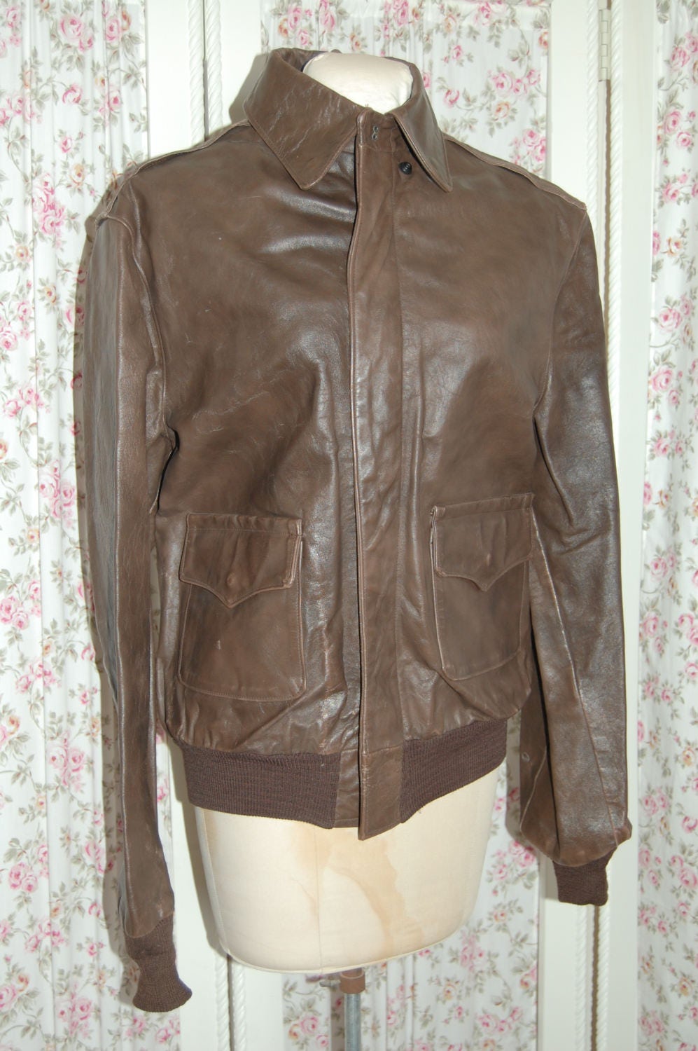 lands end leather bomber jacket